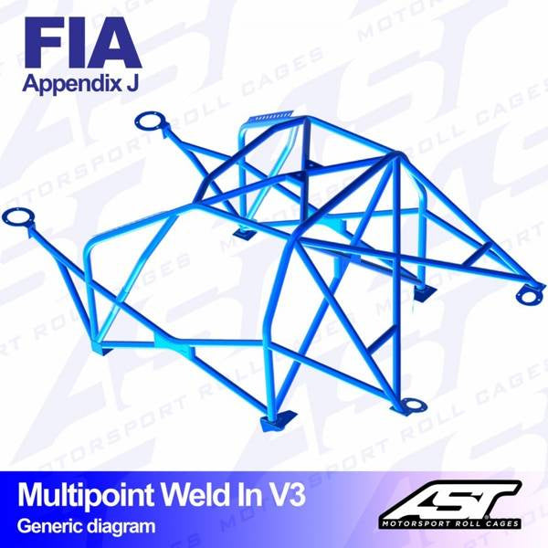 Überrollkäfig VW Golf (Mk4) 3-Türer Schrägheck FWD MULTIPOINT EINSCHWEISSBAR V3