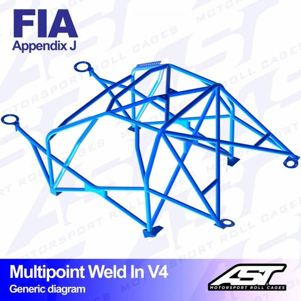 Überrollkäfig VW Golf (Mk4) 3-Türer Schrägheck FWD MULTIPOINT EINSCHWEISSBAR V4