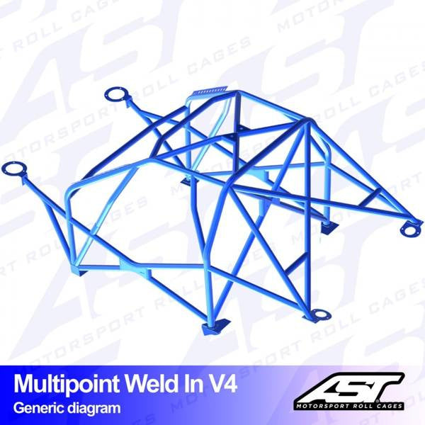 Überrollkäfig VW Golf (Mk4) 3-Türer Schrägheck 4Motion MULTIPOINT EINSCHWEISSBAR V4