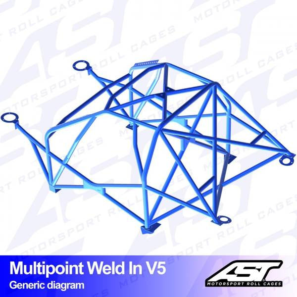 Überrollkäfig VW Golf (Mk4) 3-Türer Schrägheck 4Motion MULTIPOINT EINSCHWEISSBAR V5