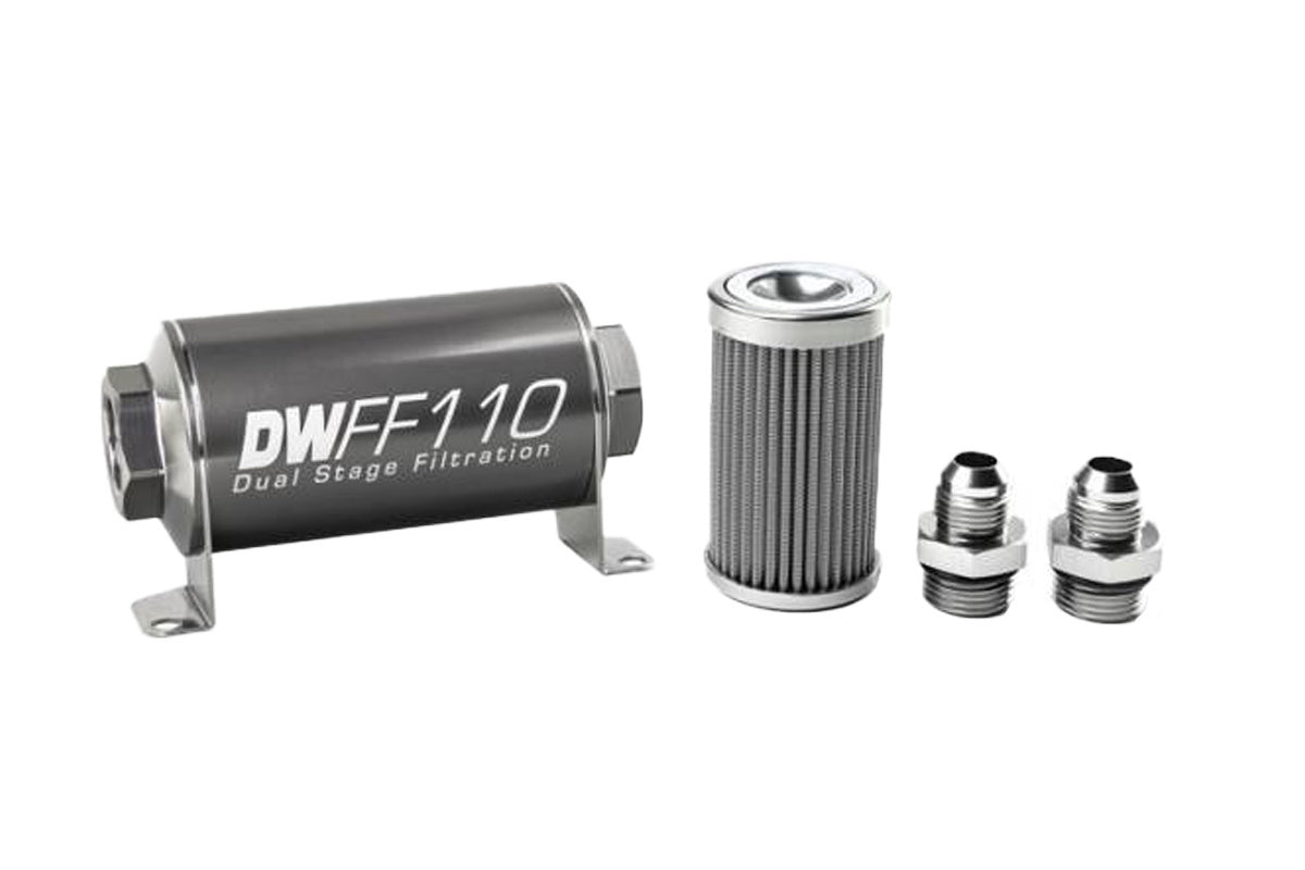 DeatschWerks universeller Inline-Kraftstofffilter 100 Mikron AN8 110mm