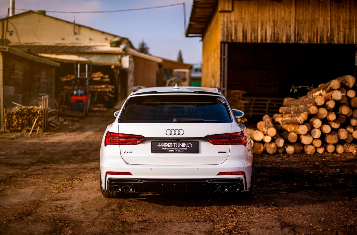 Diffusor Audi A6 C8 S-Line Heckschürze + Auspuffblenden Imitation Schwarz