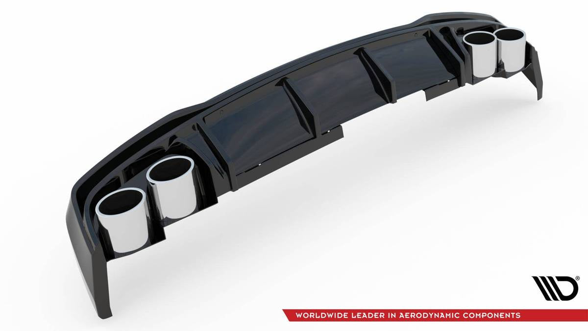 Diffusor Audi A6 C8 S-Line Heckschürze + Auspuffblenden Imitation Schwarz