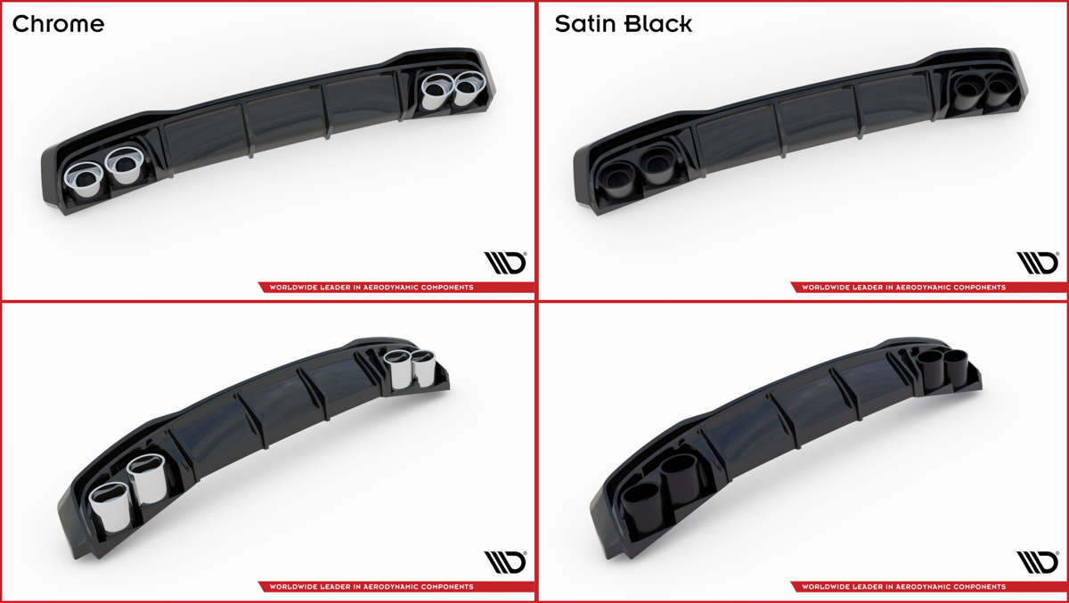 Diffusor Audi A6 C8 S-Line Heckschürze + Auspuffblenden Imitation Schwarz