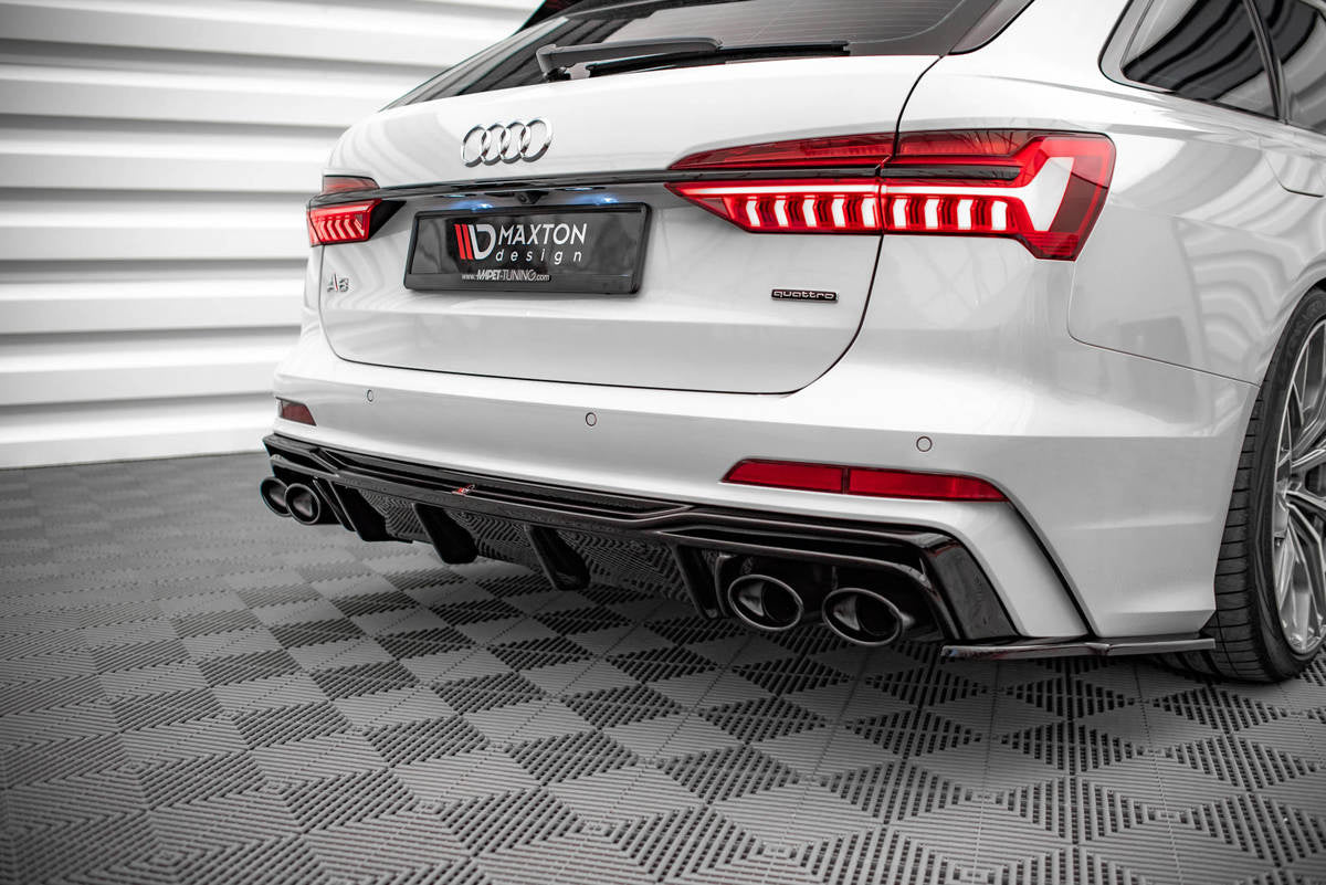 Diffusor Audi A6 C8 S-Line Heckschürze + Auspuffblenden Imitation Schwarz
