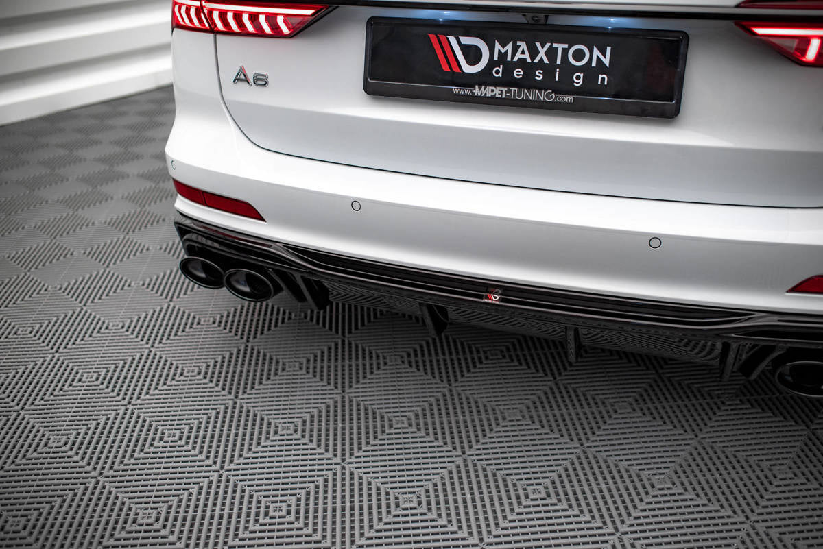 Diffusor Audi A6 C8 S-Line Heckschürze + Auspuffblenden Imitation Schwarz
