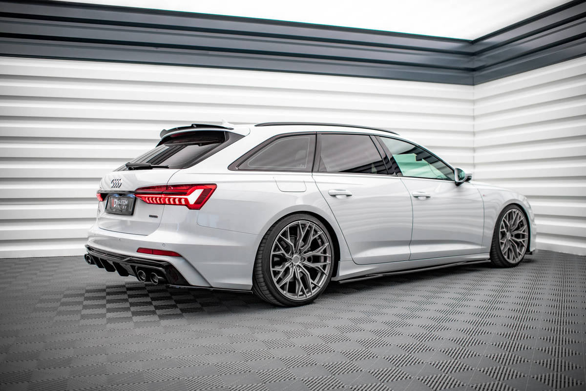 Diffusor Audi A6 C8 S-Line Heckschürze + Auspuffblenden Imitation Schwarz