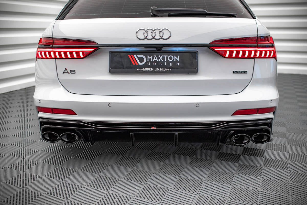 Diffusor Audi A6 C8 S-Line Heckschürze + Auspuffblenden Imitation Schwarz