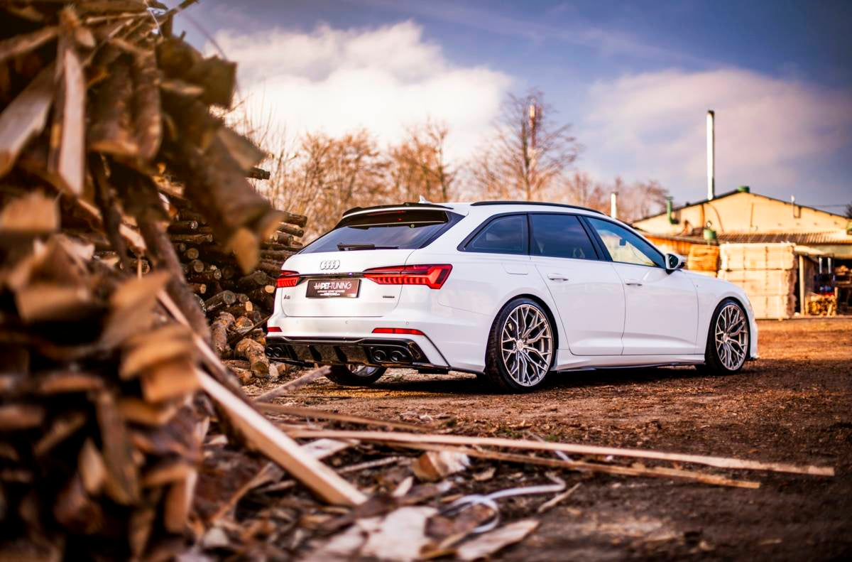 Diffusor Audi A6 C8 S-Line Heckschürze + Auspuffblenden Imitation Schwarz