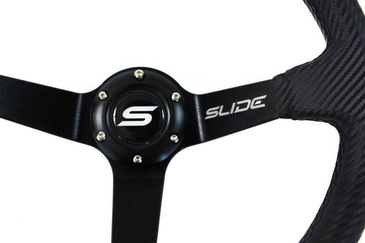 Lenkrad SLIDE 350mm Versatz: 90mm Carbon Gelber Streifen
