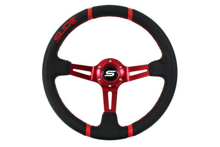 Lenkrad SLIDE 350mm Versatz: 90mm Leder Rot