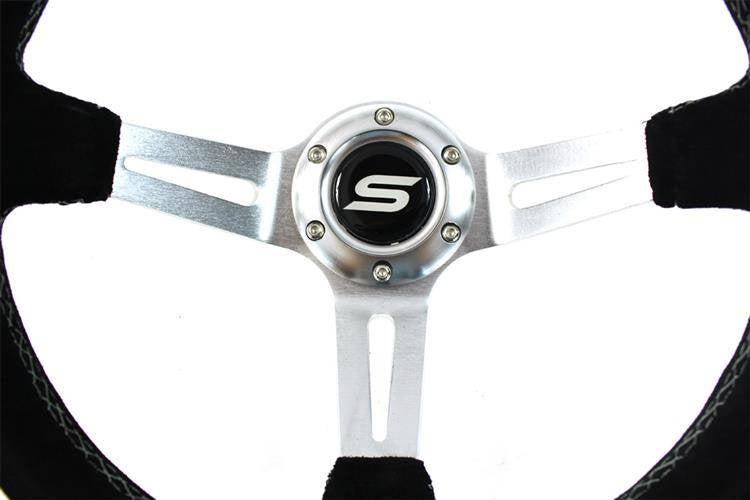 Steering wheel SLIDE 350mm offset:90mm Suede Silver