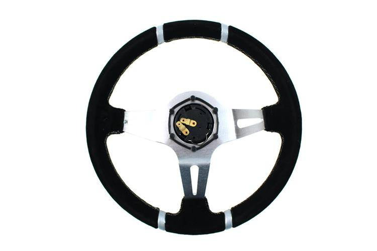 Steering wheel SLIDE 350mm offset:90mm Suede Silver