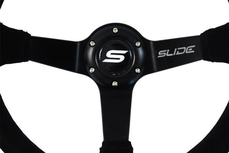 Steering wheel SLIDE 350mm offset:90mm Suede Yellow Strip