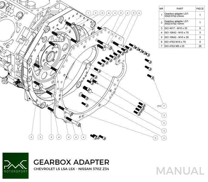 Getriebeadapterplatte GM Chevrolet LS - Nissan 350Z Z33 370Z Z34