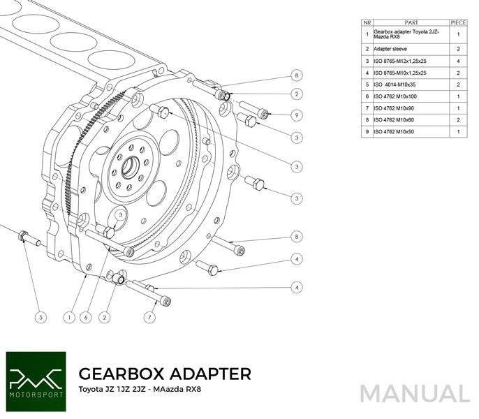 Gearbox adapter plate Toyota JZ 1JZ 2JZ - Mazda RX-8