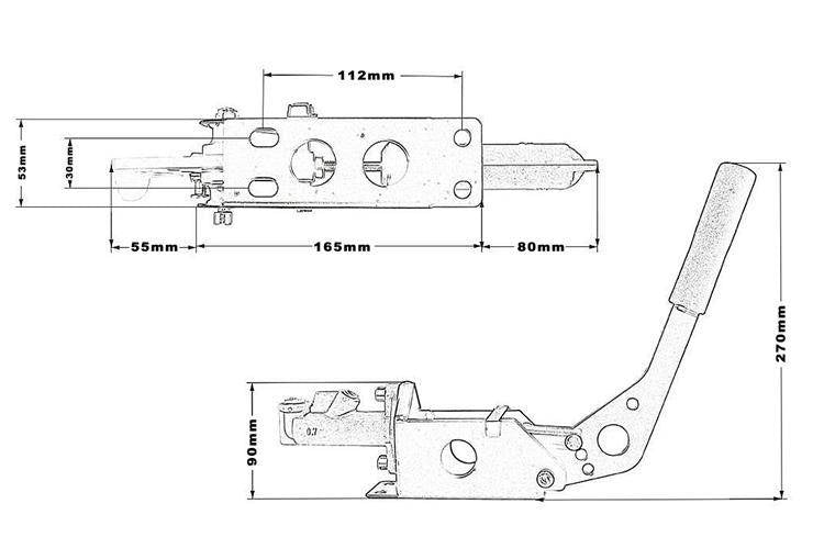 Hydraulische Handbremse Vertikal Horizontal Silber