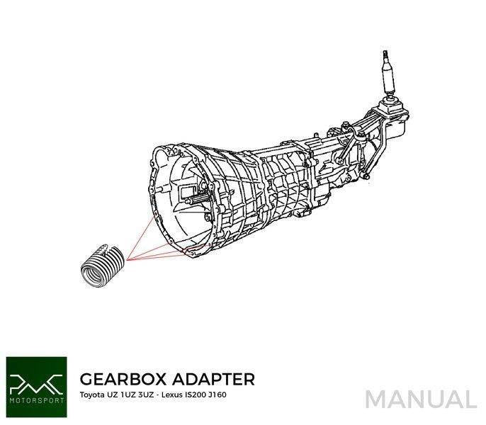 Gearbox adapter plate Toyota JZ 1JZ 2JZ- Toyota Altezza / Lexus IS200 J160 Aisin AZ6 (first gen.)