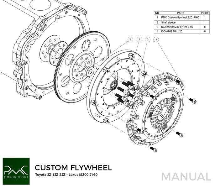 CNC Flywheel for conversion Toyota JZ 1JZ 2JZ- Toyota Altezza / Lexus IS200 J160 Aisin AZ6 (first gen.)