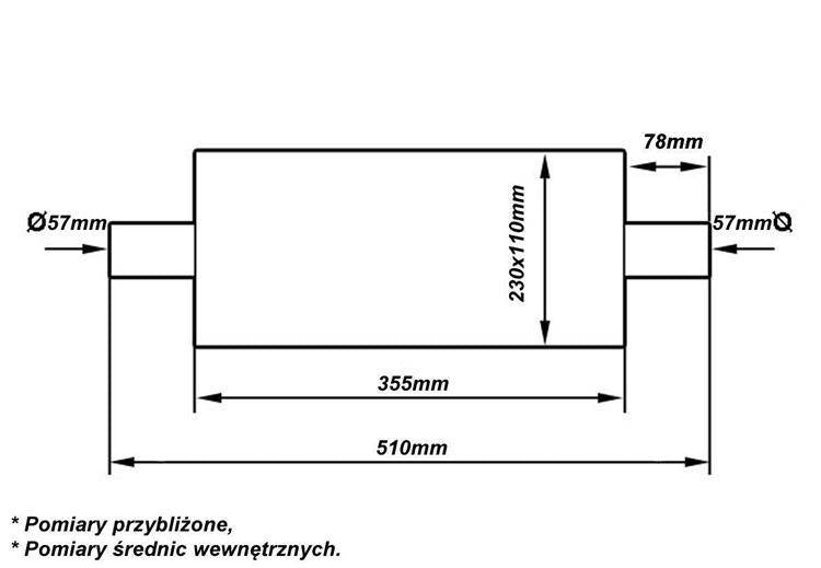 Mittelschalldämpfer 57mm TurboWorks LT 409SS 355mm