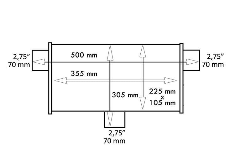 Mittlerer Endschalldämpfer hinten 70mm TurboWorks LT 304SS 355mm