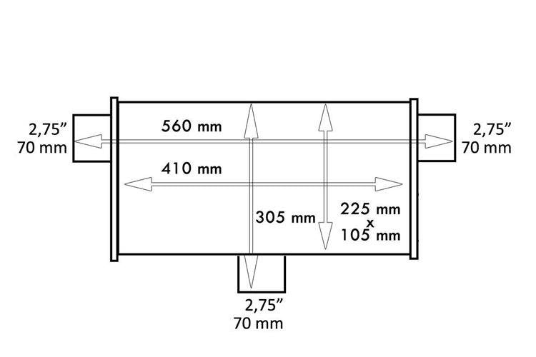 Heckmittelschalldämpfer 70mm TurboWorks LT 409SS 355mm