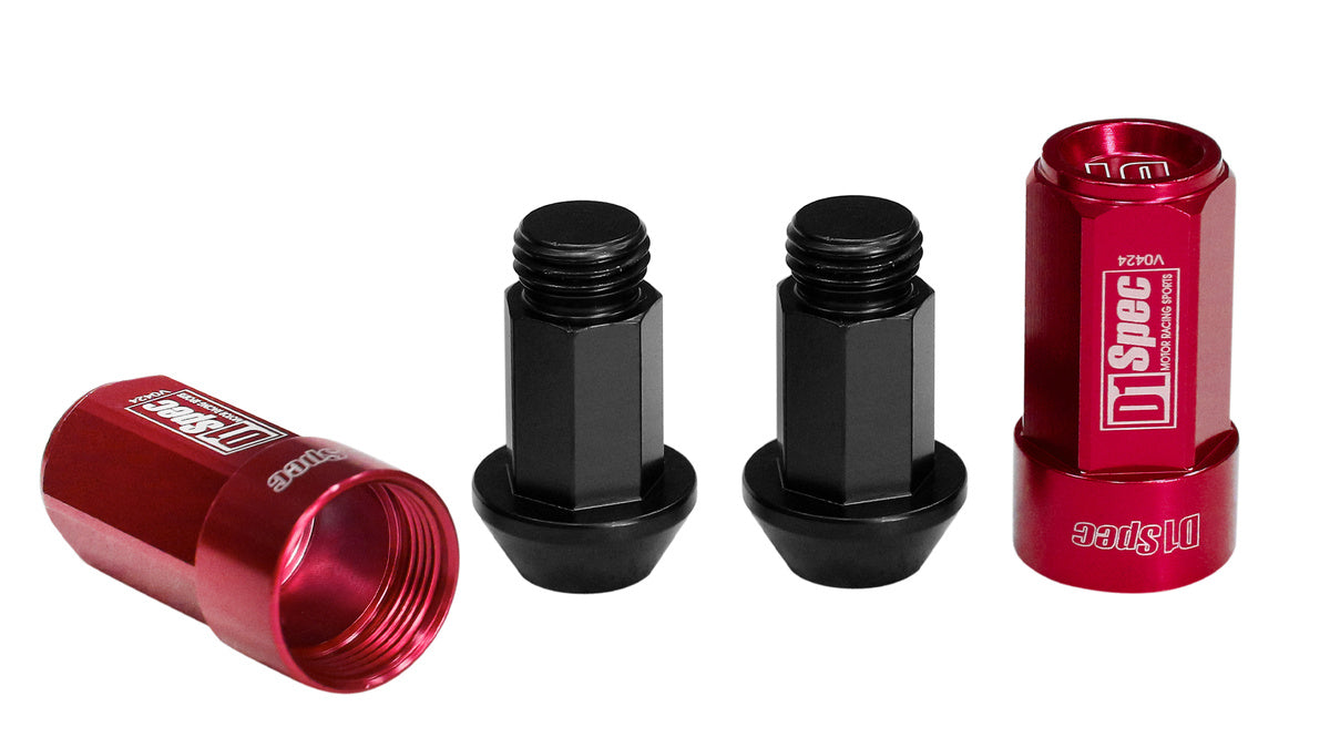 Geschmiedete Radmuttern D1Spec Heptagon 2in1 12x1,5 Rot