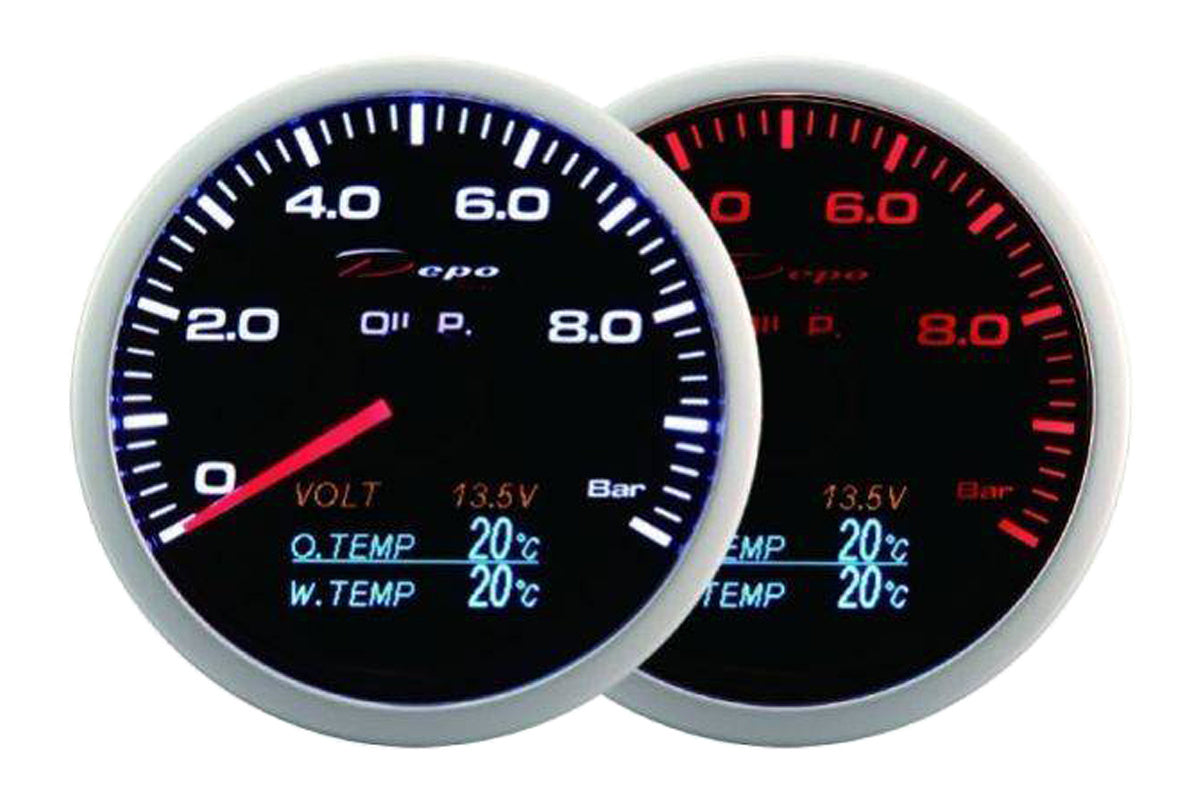 Depo Gauge WA 4in1 60mm – Öldruck, Volt, Öltemperatur, Wassertemperatur