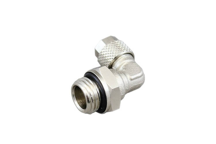 Messinganschluss für Luftschlauch 6/4mm - 1/4" außen - Winkel