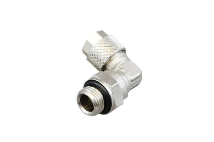 Messinganschluss für Luftschlauch 6/4mm - 1/4" außen - Winkel