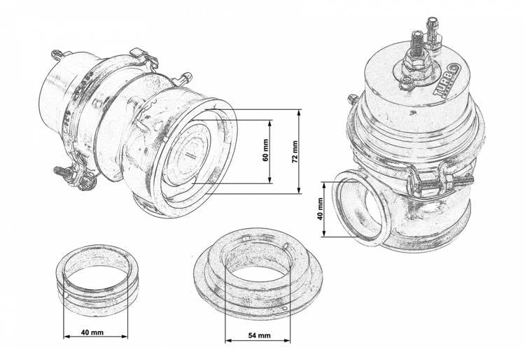 TurboWorks External WasteGate 60mm 1.6 Bar V-Band Blue