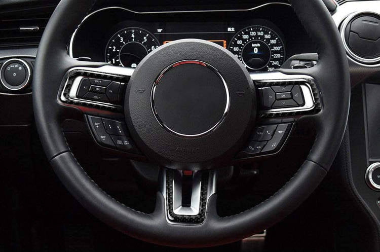 Carbon wrap of the steering wheel elements mutlifunction Ford Mustang 15-17