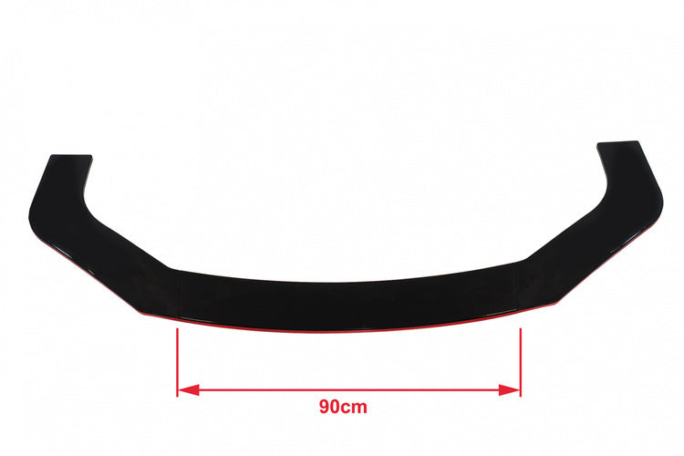 Universal front bumper splitter gloss black 3pcs.