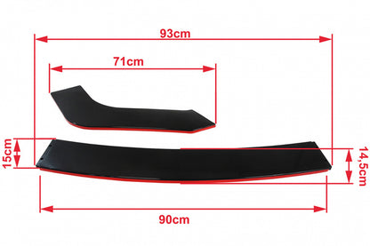 Universal front bumper splitter gloss black 3pcs.