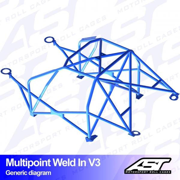 Überrollkäfig VW Golf (Mk4) 3-Türer Hatchback 4Motion MULTIPOINT EINSCHWEISSBAR V3