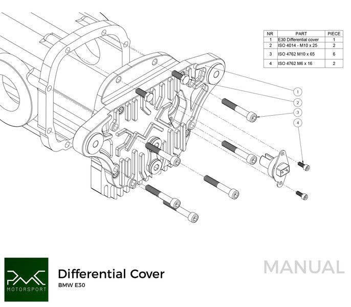 Aluminum differential cover with dual mounting BMW E30 Type 188