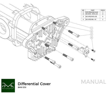 Aluminum differential cover with dual mounting BMW E30 Type 188