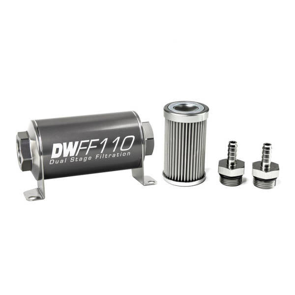 DeatschWerks Universal in-line fuel filter 10 micron 5/16" 110mm