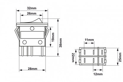 Rocker switch 6 PIN Red