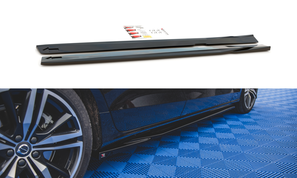 Diffusor Volvo S60 III R-Design Seitenschweller v.1 Hochglanz Schwarz