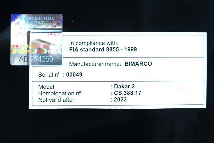 Racing Seat Bimarco Dakar Velvet Blue FIA