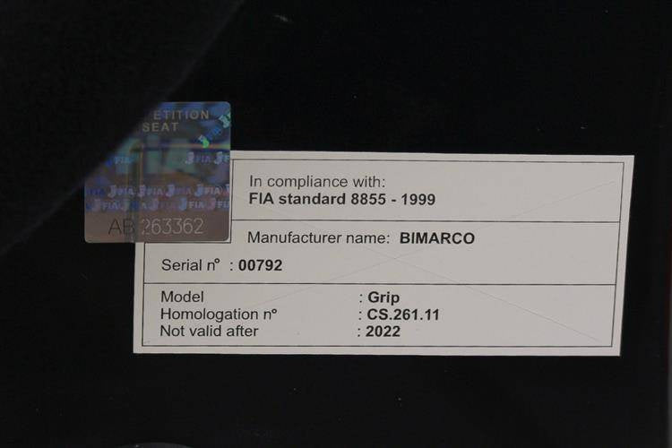 Racing Seat Bimarco Grip Velvet Red HANS FIA