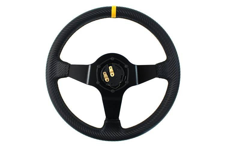 Steering wheel SLIDE 350mm offset:90mm Carbon Yellow Strip