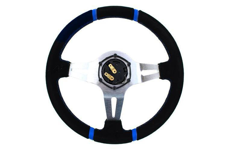 Steering wheel SLIDE 350mm offset:90mm Leather Blue