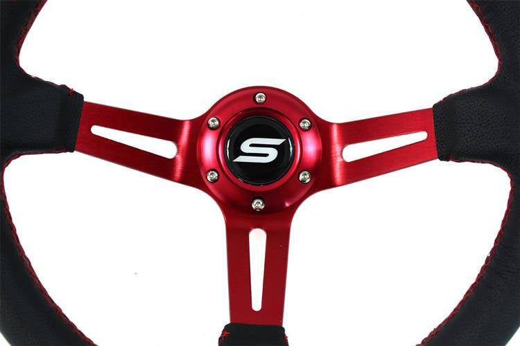 Lenkrad SLIDE 350mm Versatz: 90mm Leder Rot