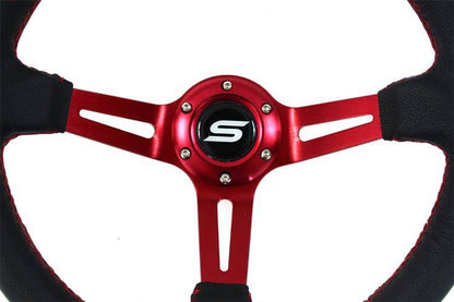 Lenkrad SLIDE 350mm Versatz: 90mm Leder Rot