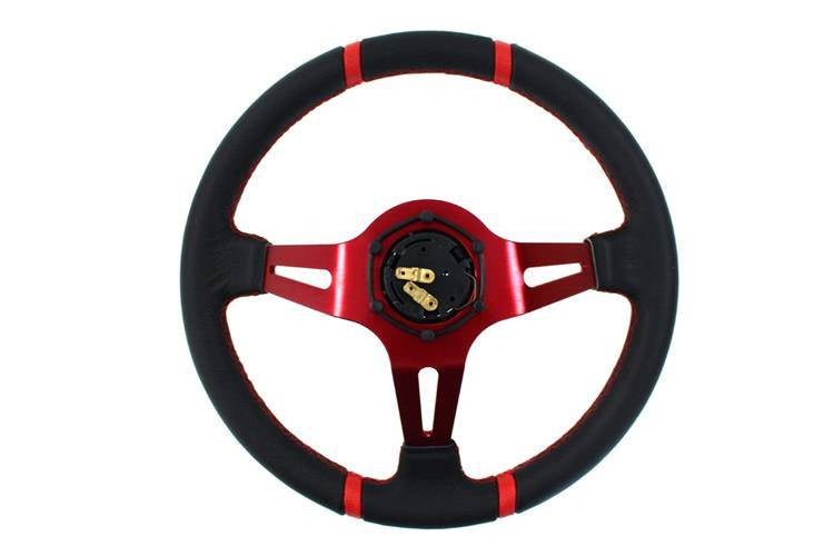 Lenkrad SLIDE 350mm Versatz: 90mm Leder Rot