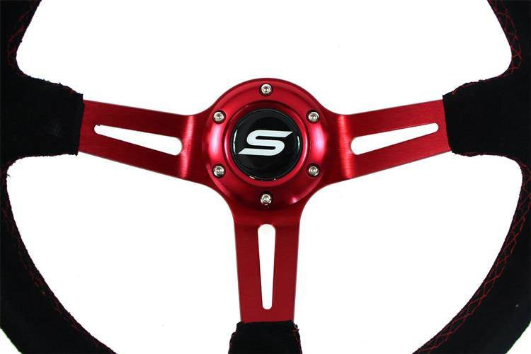 Steering wheel SLIDE 350mm offset:90mm Suede Red