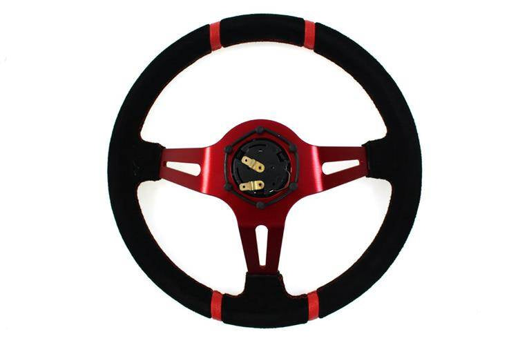 Steering wheel SLIDE 350mm offset:90mm Suede Red