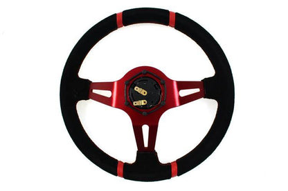 Steering wheel SLIDE 350mm offset:90mm Suede Red